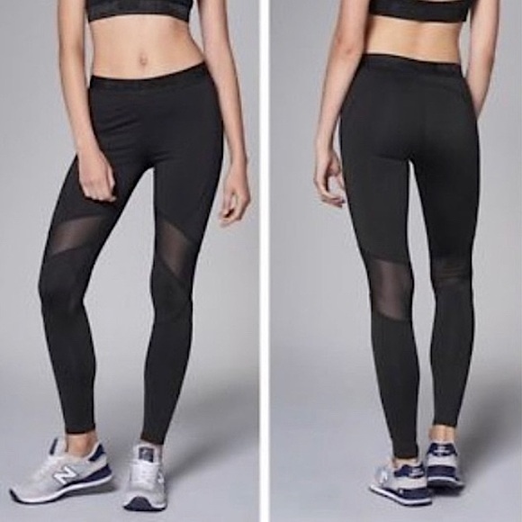 Abercrombie & Fitch leggings mesh panel black workout athletic active 7/8 small - Picture 1 of 9